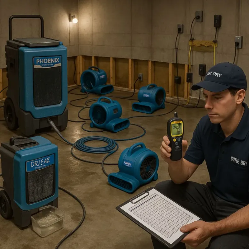 Structural Drying and Dehumidification process in Moultrie, GA